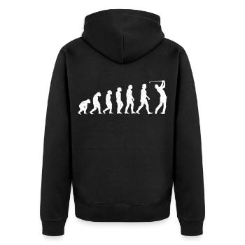 Golf Golfer Golfplatz Golfspieler Evolution - Unisex Premium Bio Zip Hoodie - Schwarz - Hinten - Nico (187cm)