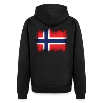 Norwegian flag - Unisex Premium Organic Zip Hoodie - black - Back - Nico (187cm)
