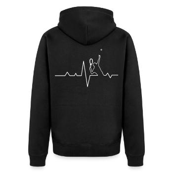 Tennis Tennisspieler Tennisplatz Herzschlag - Unisex Premium Bio Zip Hoodie - Schwarz - Hinten - Nico (187cm)