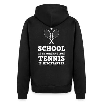 Tennis Tennisspieler Tennisplatz - Unisex Premium Bio Zip Hoodie - Schwarz - Hinten - Nico (187cm)