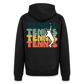 Tennis Tennisspieler Tennisplatz - Unisex Premium Bio Zip Hoodie - Schwarz - Hinten - Nico (187cm)