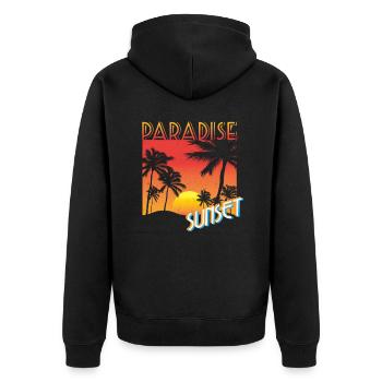 Beach - Unisex Premium Organic Zip Hoodie - black - Back - Nico (187cm)