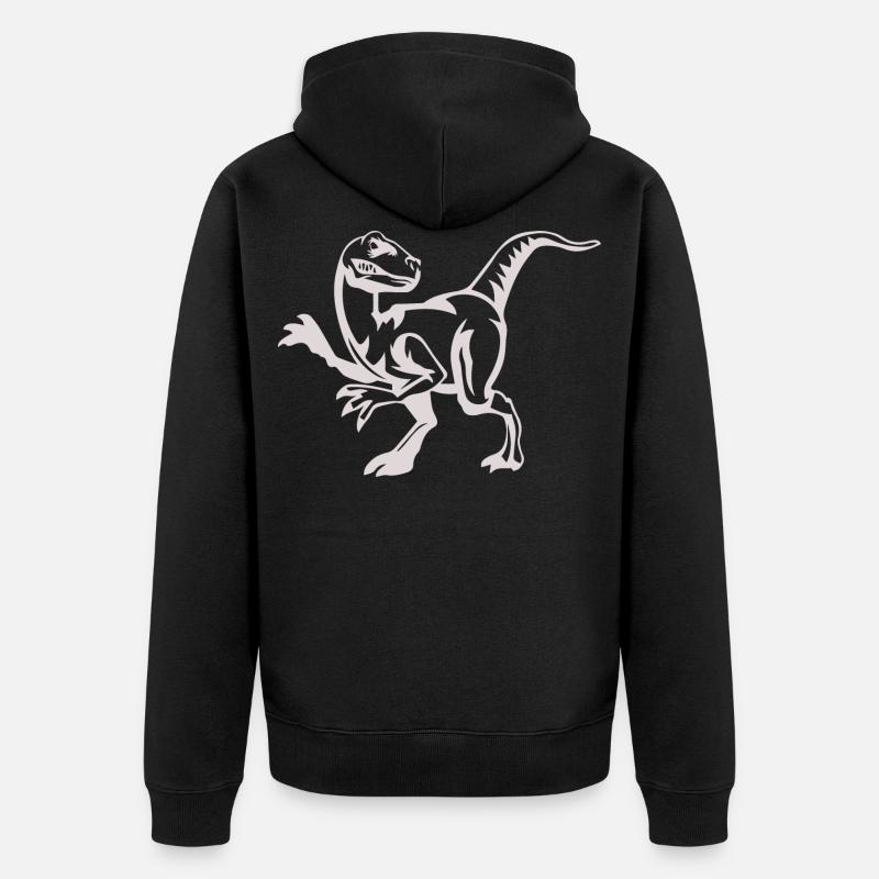 Cadeau de dinosaure Raptor - Veste à capuche bio Premium Unisexe - noir