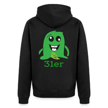 grünes monster 31er geschenk shirt - Unisex Premium Bio Zip Hoodie - Schwarz - Hinten - Nico (187cm)
