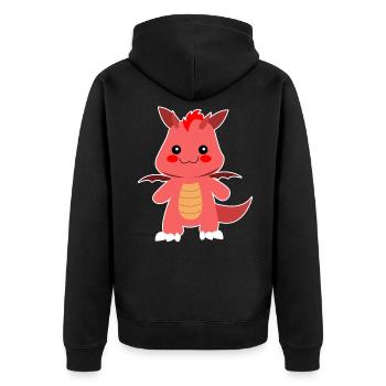 Drache - Unisex Premium Bio Zip Hoodie - Schwarz - Hinten - Nico (187cm)