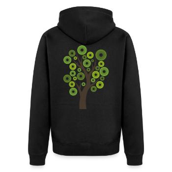 Baum Geschenk Natur modern Blätter Wald Hipster - Unisex Premium Bio Zip Hoodie - Schwarz - Hinten - Nico (187cm)