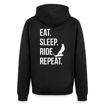 Snowboard Snowboarding Snowboardurlaub Snowboarder - Unisex Premium Bio Zip Hoodie - Schwarz - Hinten - Nico (187cm)