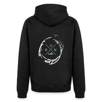 To run - Unisex Premium Organic Zip Hoodie - black - Back - Nico (187cm)