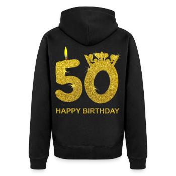 50e anniversaire JOYEUX ANNIVERSAIRE Cadeau en or - Veste à capuche bio Premium Unisexe - noir - Dos - Nico (187cm)