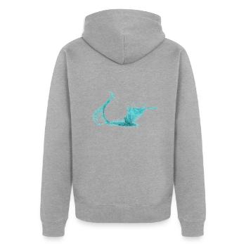 Spritzer - Unisex Premium Bio Zip Hoodie - Grau meliert - Hinten - Nico (187cm)