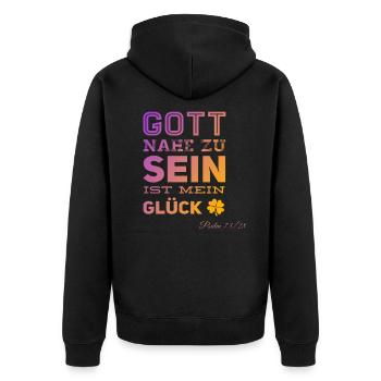 Être proche de Dieu, c'est ma CHANCE! - Veste à capuche bio Premium Unisexe - noir - Dos - Nico (187cm)