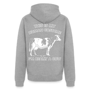 Cow Animal Cattle Stall Farm Funny Gift - Unisex Premium Organic Zip Hoodie - heather grey - Back - Nico (187cm)