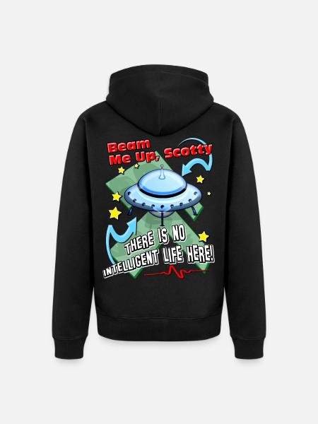 scotty beam me up - alien ufo spaceship sci-fi - Unisex Premium Organic Zip Hoodie - black