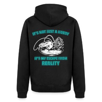 Angeln Fischer Fische Angler Hobby Geschenk - Unisex Premium Bio Zip Hoodie - Schwarz - Hinten - Nico (187cm)