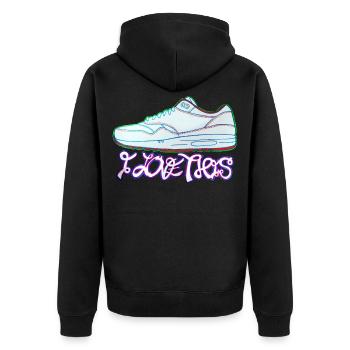 Airmax Sneaker Turnschuhe - Unisex Premium Bio Zip Hoodie - Schwarz - Hinten - Nico (187cm)