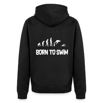 Evolution Tshirt Swimming - Unisex Premium Organic Zip Hoodie - black - Back - Nico (187cm)