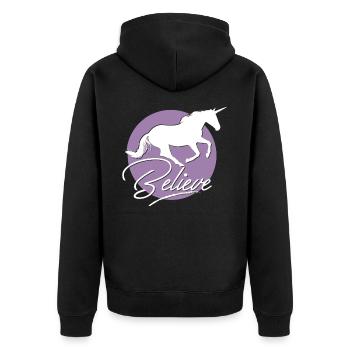 Einhorn - Unisex Premium Bio Zip Hoodie - Schwarz - Hinten - Nico (187cm)