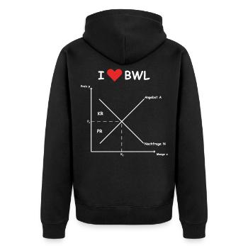 i love bwl weiss - Unisex Premium Bio Zip Hoodie - Schwarz - Hinten - Nico (187cm)