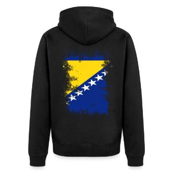 Drapeau de la Bosnie couleur art éclabousse - Veste à capuche bio Premium Unisexe - noir - Dos - Nico (187cm)