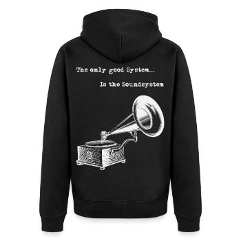 Sound system Good System - Unisex Premium Organic Zip Hoodie - black - Back - Nico (187cm)
