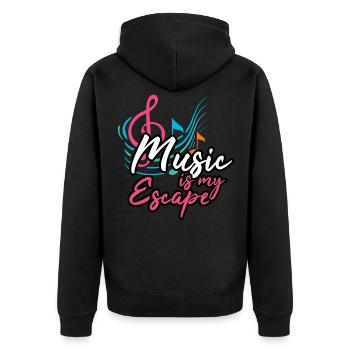 Musik Töne Musikstil hören bunt Noten Party Disko - Unisex Premium Bio Zip Hoodie - Schwarz - Hinten - Nico (187cm)