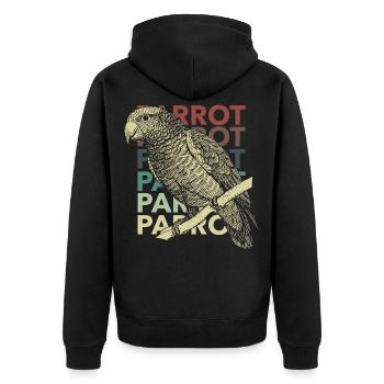 alter Stil Papagei Design Geschenk - Unisex Premium Bio Zip Hoodie - Schwarz - Hinten - Nico (187cm)