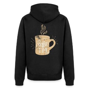coffee - Unisex Premium Organic Zip Hoodie - black - Back - Nico (187cm)