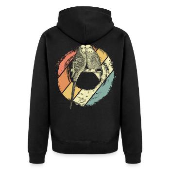 Wellensittich - Unisex Premium Bio Zip Hoodie - Schwarz - Hinten - Nico (187cm)