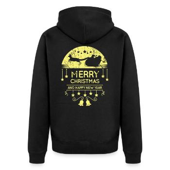 Weihnachten - Unisex Premium Bio Zip Hoodie - Schwarz - Hinten - Nico (187cm)