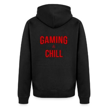 Gaming Gaming Gaming and Chill - Unisex Premium Organic Zip Hoodie - black - Back - Nico (187cm)