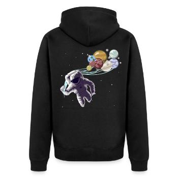 Sonnensystem Planeten Astronaut Weltraum Mars - Unisex Premium Bio Zip Hoodie - Schwarz - Hinten - Nico (187cm)