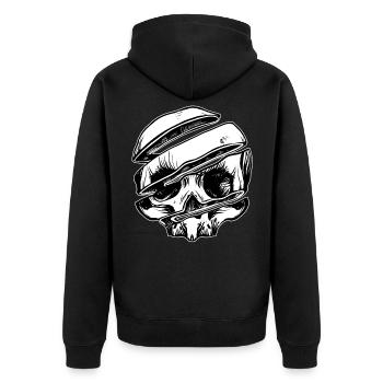 Skull Slice - Unisex Premium Organic Zip Hoodie - black - Back - Nico (187cm)