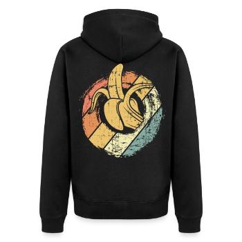 banana - Unisex Premium Organic Zip Hoodie - black - Back - Nico (187cm)