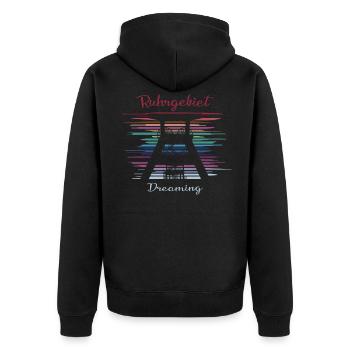 Ruhrgebiet Dreaming - Unisex Premium Bio Zip Hoodie - Schwarz - Hinten - Nico (187cm)