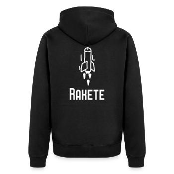 Pimmel Rakete Penis Funshirt Pervers Geschenkidee - Unisex Premium Bio Zip Hoodie - Schwarz - Hinten - Nico (187cm)