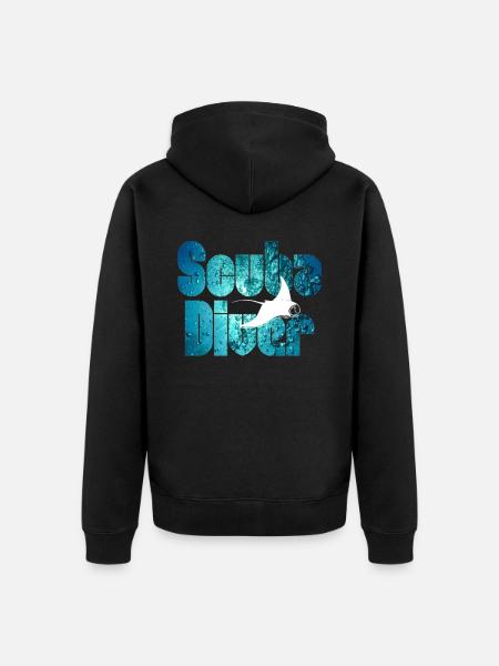 Scuba Diver - Rochen - Unisex Premium Bio Zip Hoodie - Schwarz