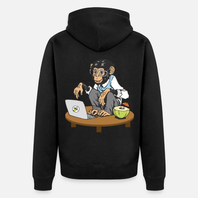 Progammierer Affe Code Monkey Coding Äffchen - Unisex Premium Bio Zip Hoodie - Schwarz
