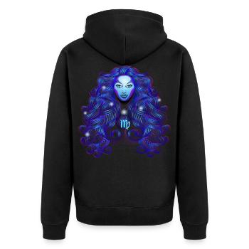 Jungfrau Virgo Zodiac Sternzeichen - Unisex Premium Bio Zip Hoodie - Schwarz - Hinten - Nico (187cm)