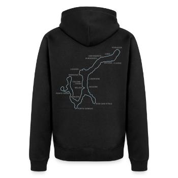 lago di lugano - LUGAN LAKE with places - Unisex Premium Organic Zip Hoodie - black - Back - Nico (187cm)