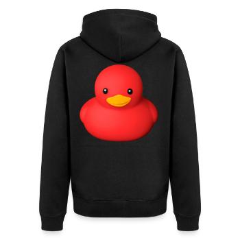 Canard en caoutchouc rouge mignon - Veste à capuche bio Premium Unisexe - noir - Dos - Nico (187cm)
