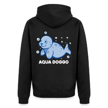 Aqua Doggo - Sceau drôle - Veste à capuche bio Premium Unisexe - noir - Dos - Nico (187cm)
