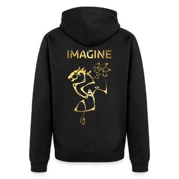 Imagine Fantasy Dragon Tattoo Style Design - Unisex Premium Organic Zip Hoodie - black - Back - Nico (187cm)