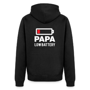 Papa Dad Vatertag Geschenk Weihnachten Geburtstag - Unisex Premium Bio Zip Hoodie - Schwarz - Hinten - Nico (187cm)