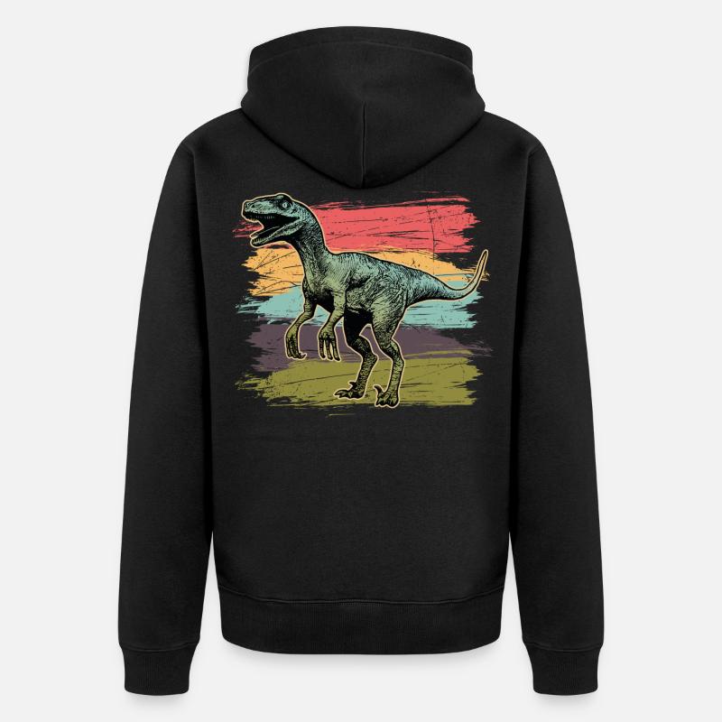 Chasseur de Velociraptor dinosaure - Veste à capuche bio Premium Unisexe - noir