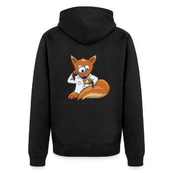 Researcher Doc Squirrel Magnifying Glass Acorn Sweet Gift - Unisex Premium Organic Zip Hoodie - black - Back - Nico (187cm)