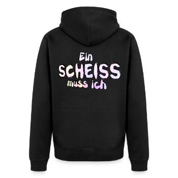 A shit I must say funny - Unisex Premium Organic Zip Hoodie - black - Back - Nico (187cm)