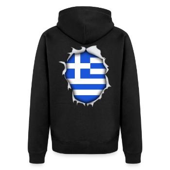 Grèce pays Athènes drapeau capitale vacances - Veste à capuche bio Premium Unisexe - noir - Dos - Nico (187cm)