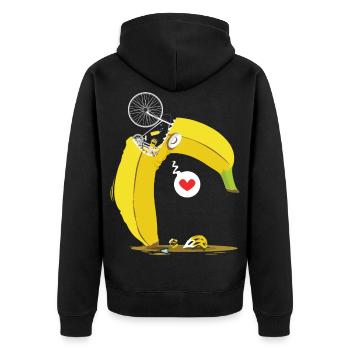 Rennrad Banane - Unisex Premium Bio Zip Hoodie - Schwarz - Hinten - Nico (187cm)
