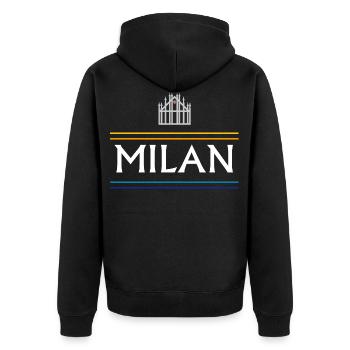 Milan / Mailand - Unisex Premium Bio Zip Hoodie - Schwarz - Hinten - Nico (187cm)