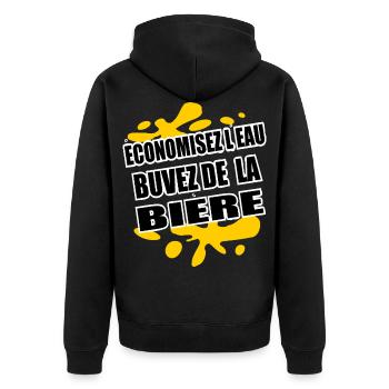 Bière Shirt • Buvez de la Bière • Jaune Cadeaux - Veste à capuche bio Premium Unisexe - noir - Dos - Nico (187cm)